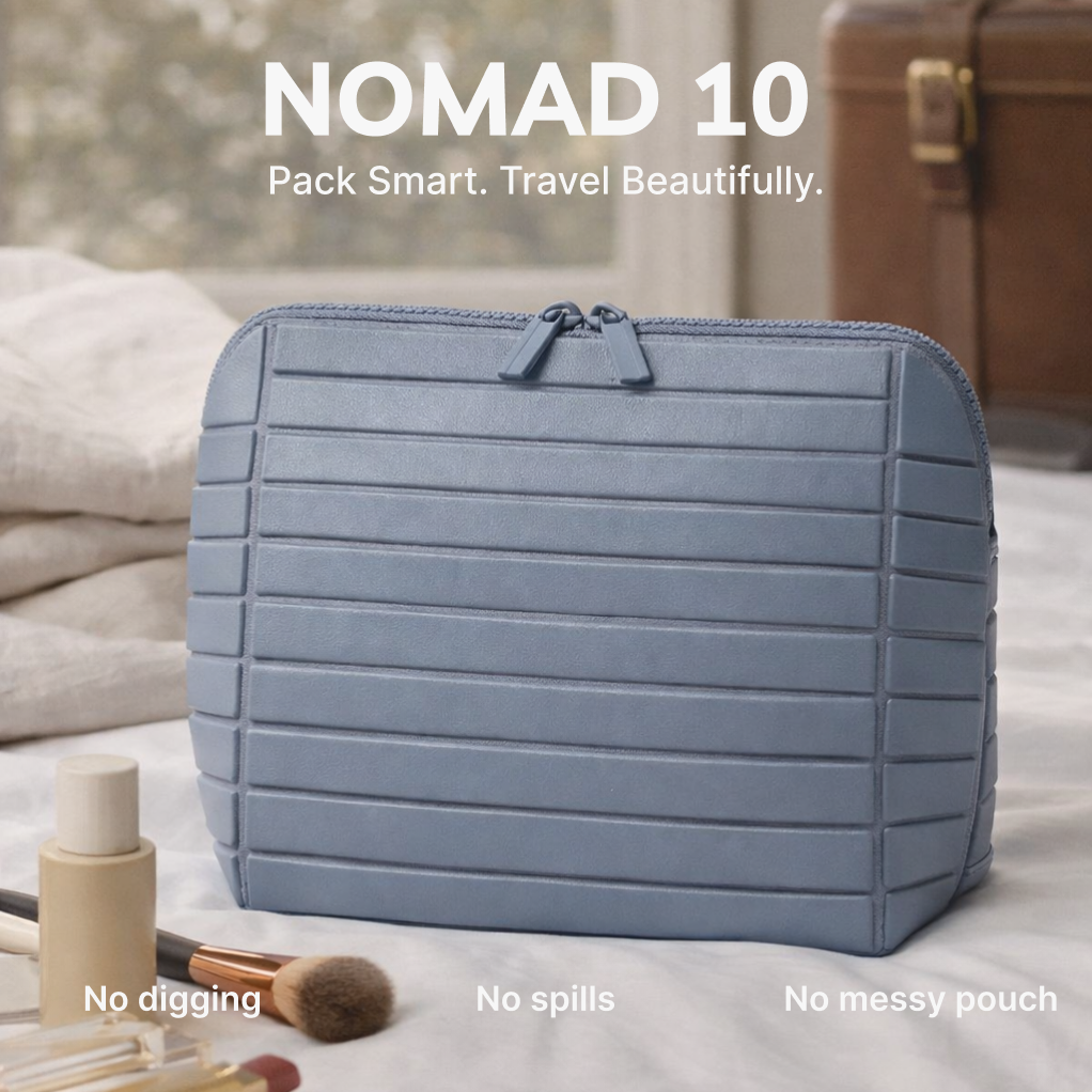 Nomad 10 – Premium Travel Makeup Organizer (Medium | 10 Grid System)