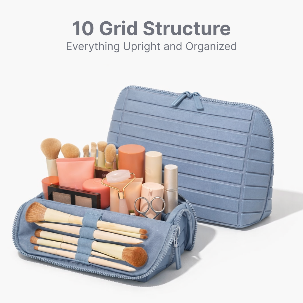 Nomad 10 – Premium Travel Makeup Organizer (Medium | 10 Grid System)
