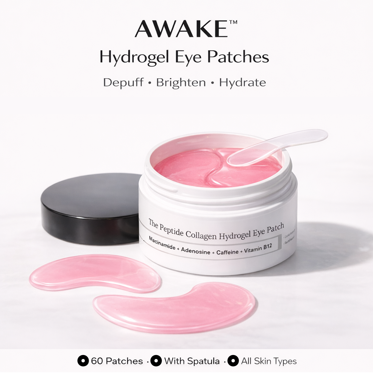 Under Eye Patches for Dark Circles & Puffiness – AWAKE™ Hydrogel Peptide Eye Masks (60 Patches)