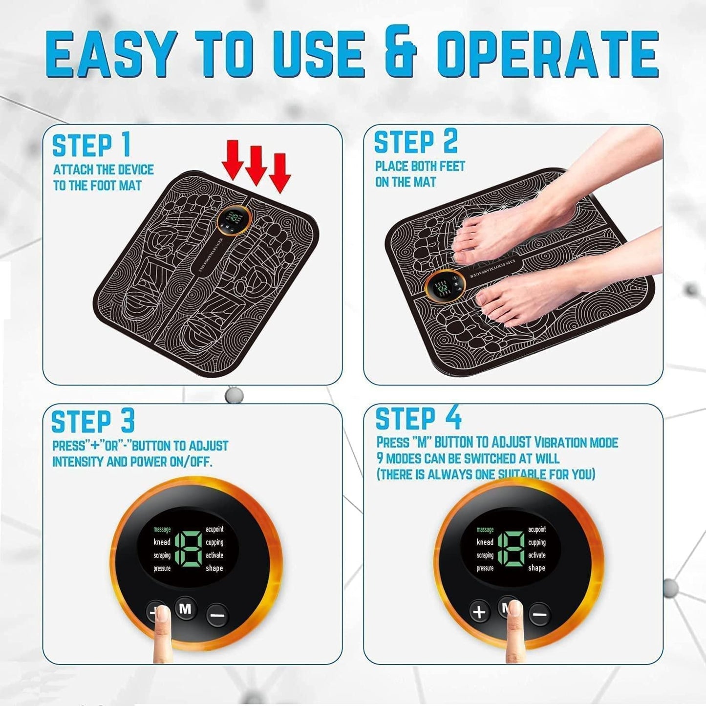 Vibrating Bubble Electric EMS Foot Massager Pad